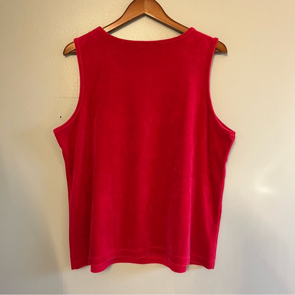 The Quacker Factory Womens Vintage Red Velour Top Holiday Festive Rhinestones XL - Picture 7 of 13